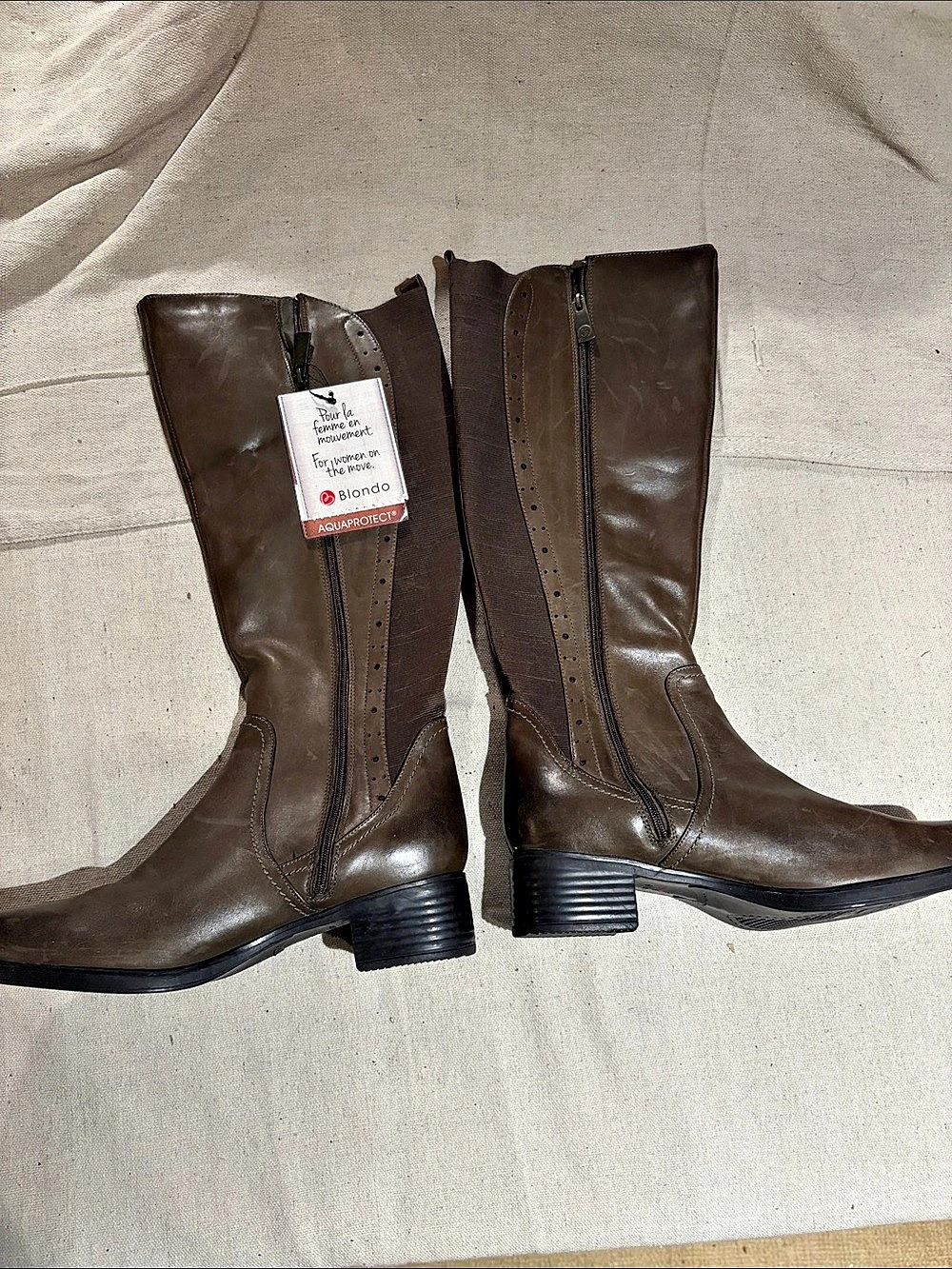 Bandolino Brown Knee-High Block Heeled Boots I don’t even know what that street